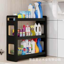 实木三层桌面置物架跨境新款木质浴室台面架浴室柜台储物架