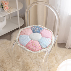 Korean Style Pure Cotton Buds Chair Cushion Rural Fabric Thick Filled Office Seat Pad Student Pad Non-slip Washable