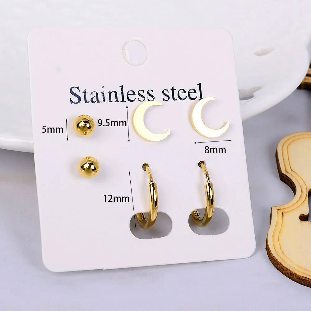 1 Set Simple Style Cross Star Heart Shape Plating 316 Stainless Steel  Ear Studs display picture 5