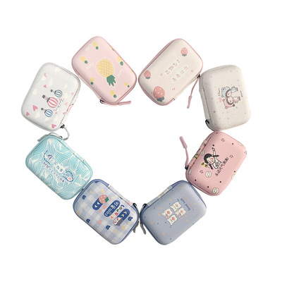 创意卡通收纳包方形零钱包多功能手机充电数据线收纳包eva耳机包|ru