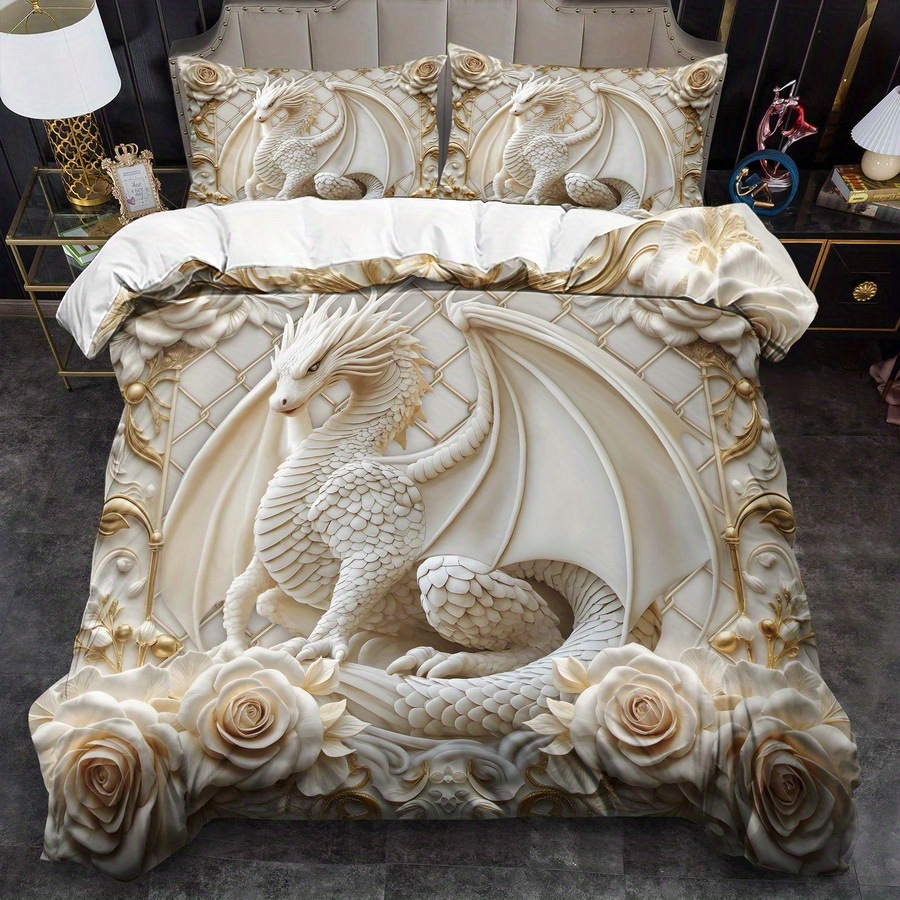 Transfronterizo para textiles domésticos abrasivos de impresión digital colorido dragón quilt kit fuente de fábrica TEMU / JIT