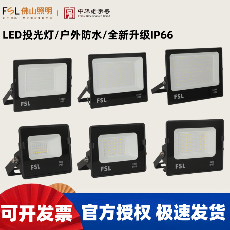 FSL Foshan Lighting High Bay Light LED Projection Light 20W50W Outdoor Projection Light Waterproof Street Light Advertising Flood Light