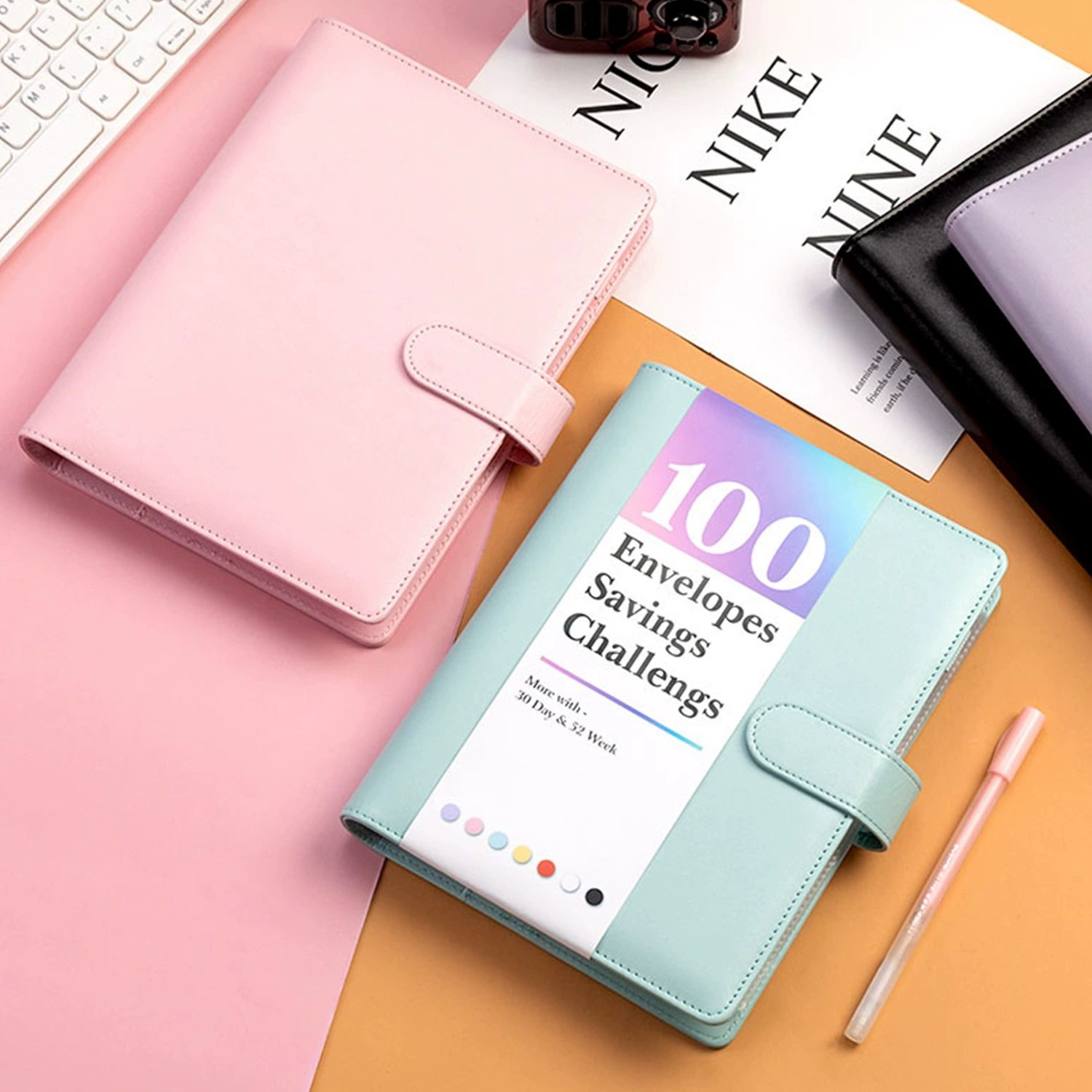 Amazon 100 Envelope Challenge Couple Challenge Money Book PU Color Saving Book