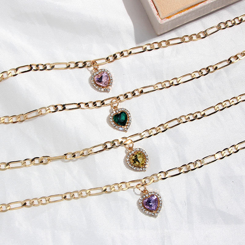Simple Style Heart Shape Alloy Plating Inlay Rhinestones Womenu0027S Anklet 1 Piece