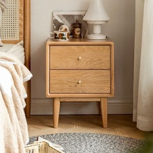 全实木床头柜现代简约橡木床边小柜子北欧卧室原木储物柜卧室房间
