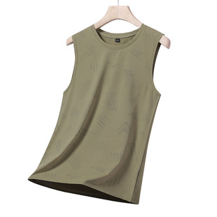Summer Men's Fitness Vest American Style plus size Round Neck Sleeveless Vest Men's T-shirt Quick-drying Breathable Sports Base Shirt