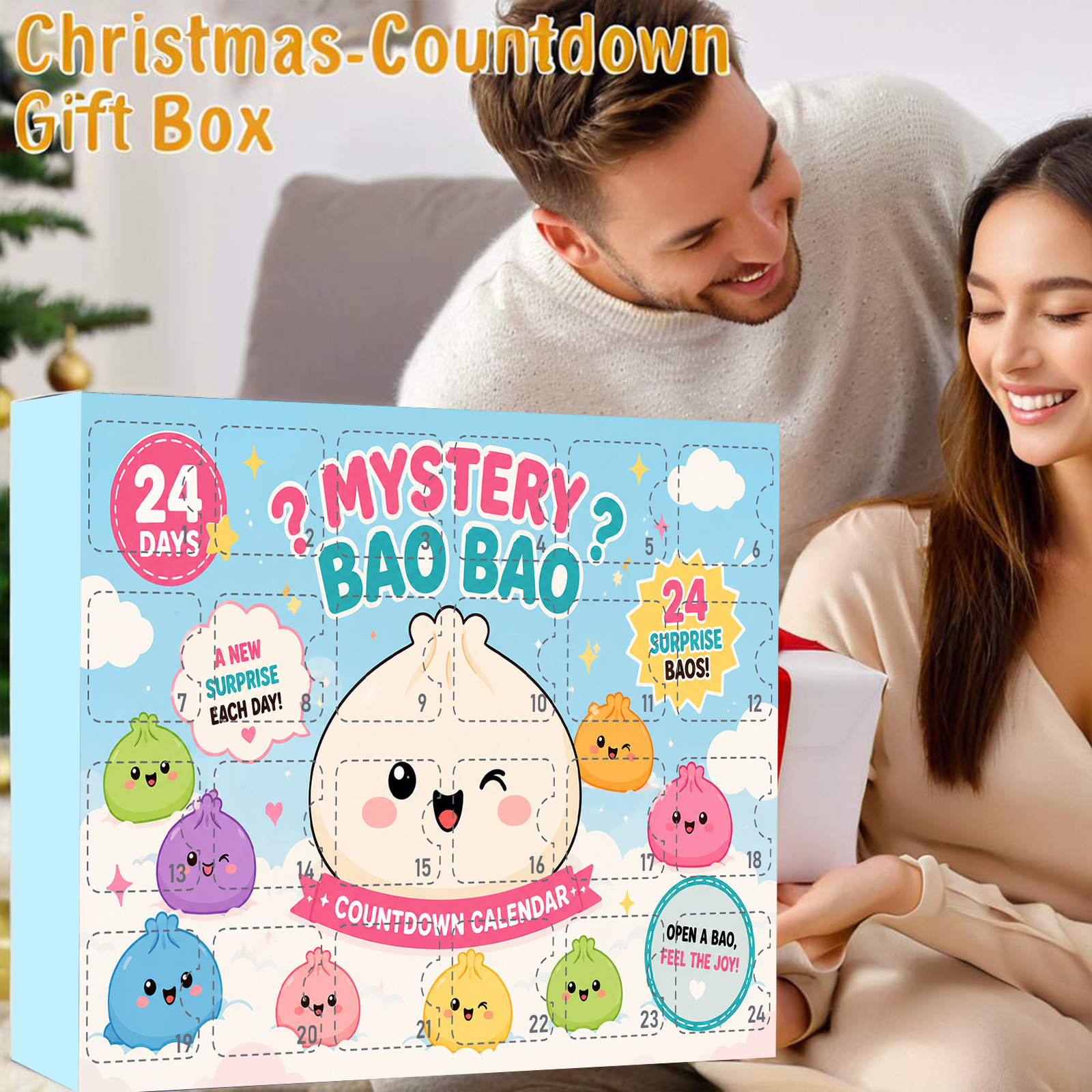 Cute Mini Bun Squishy Fidget Toy 24 días cuenta regresiva pan de dibujos animados pellizco pellizco Le caja ciega image 3