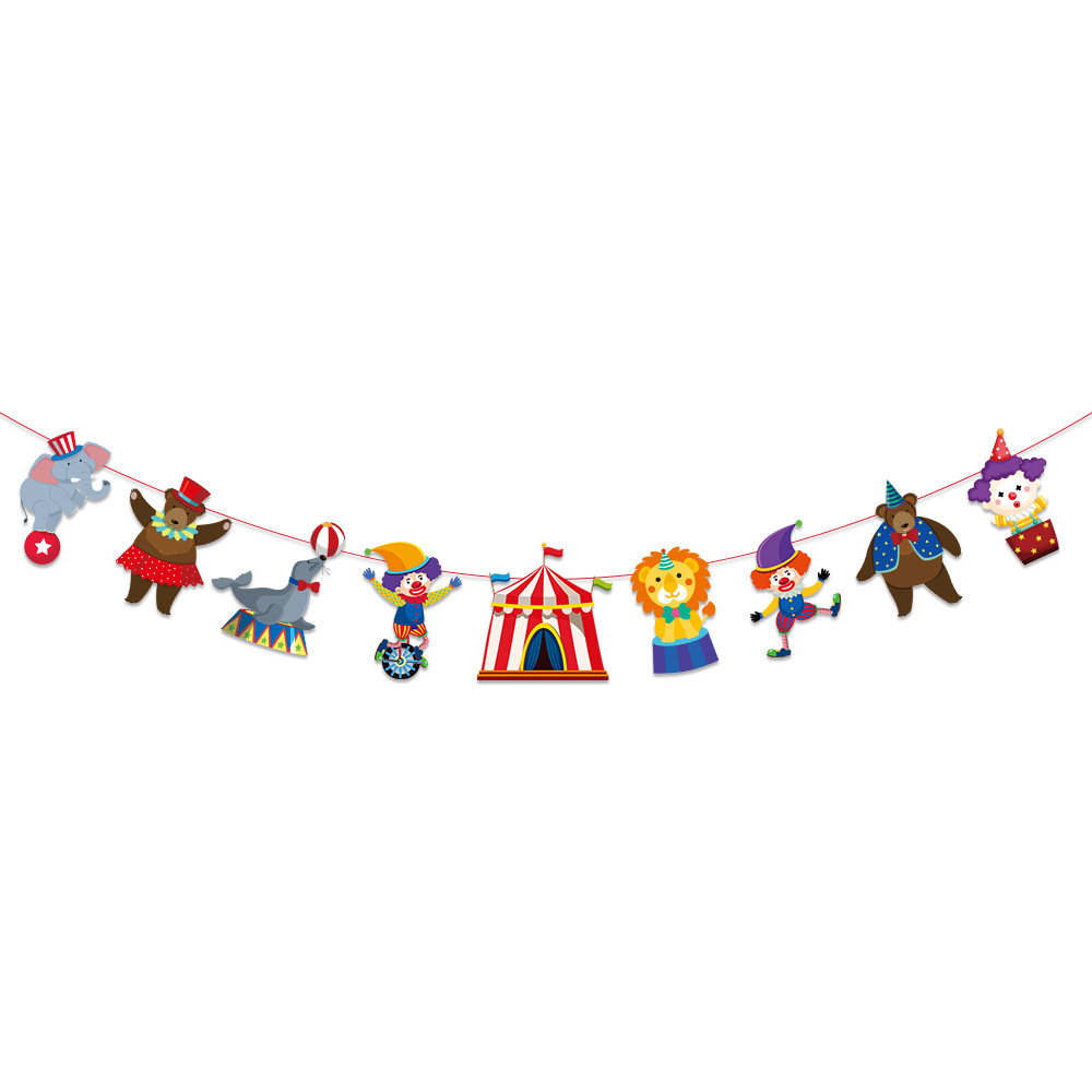 Nuevos productos transfronterizos tema de carnaval decoración de cumpleaños bandera de la bandera parque de atracciones infantil decoración de fiesta de cumpleaños bandera de la flor de la atracción