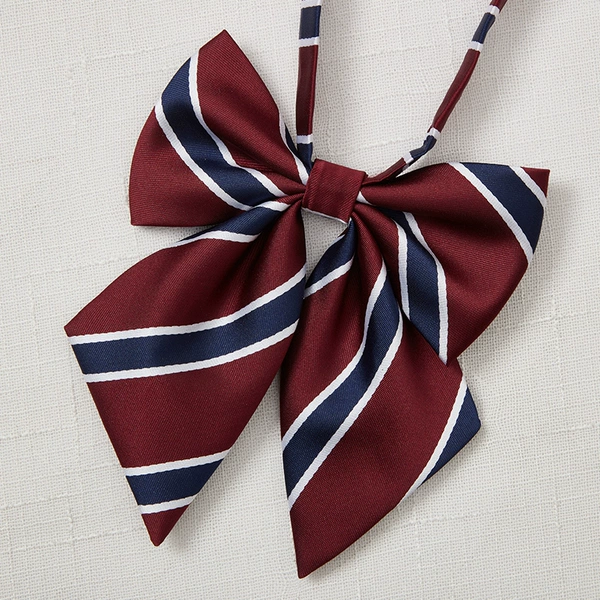 Burgundy dark blue stripes collar flower