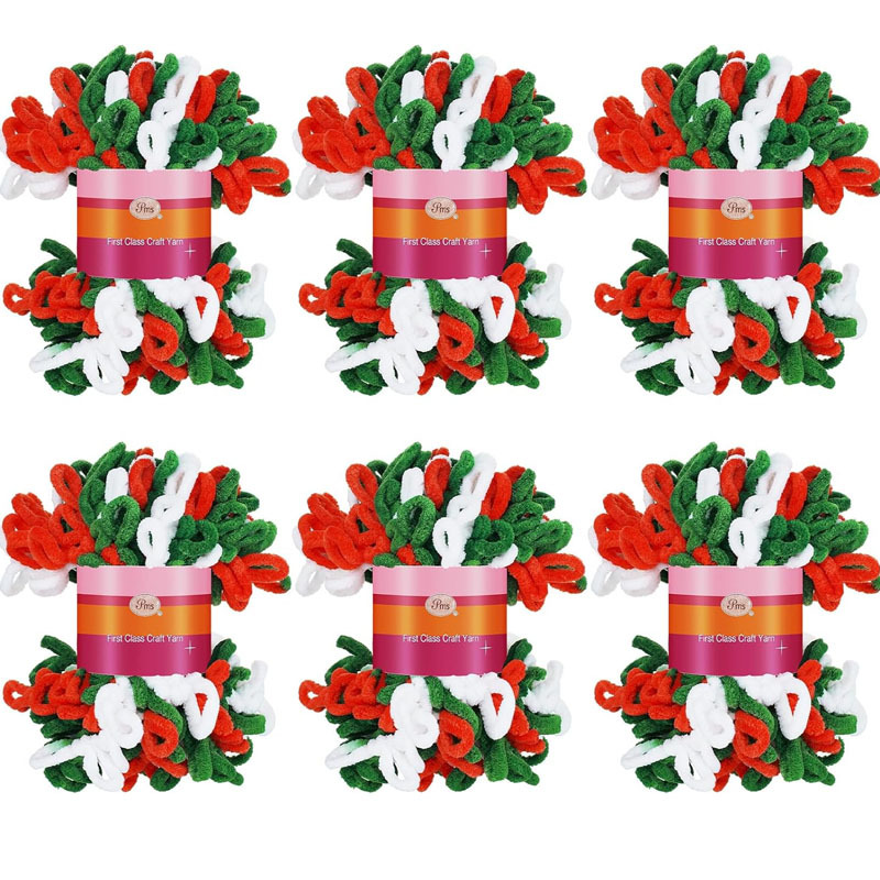 圣诞循环纱线 手工编织粗毛线家居抱枕毯子围巾无针钩 圣诞礼物