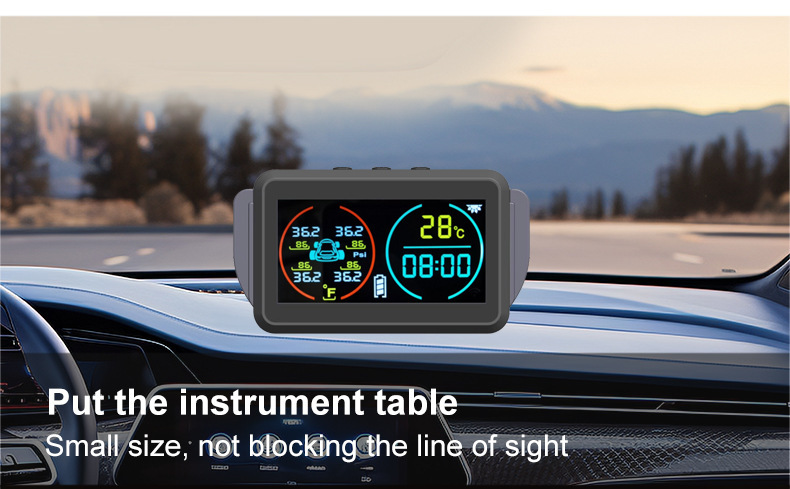 Cross-Border T14 Time and Temperature Display Large Screen Tire Pressure Monitor Built-In External Car Universal Wireless Solar
