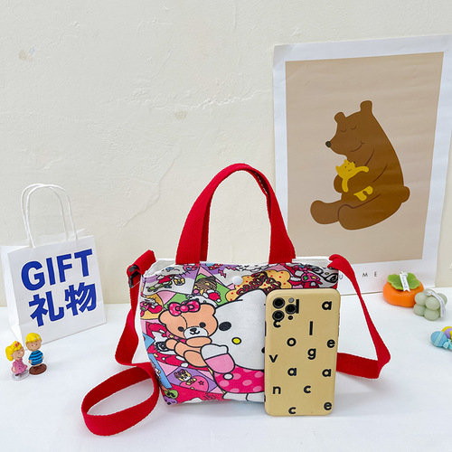 New children's canvas bag shoulder cute cartoon children's crossbody bag Korean version girl's small cloth bag little girl's bag