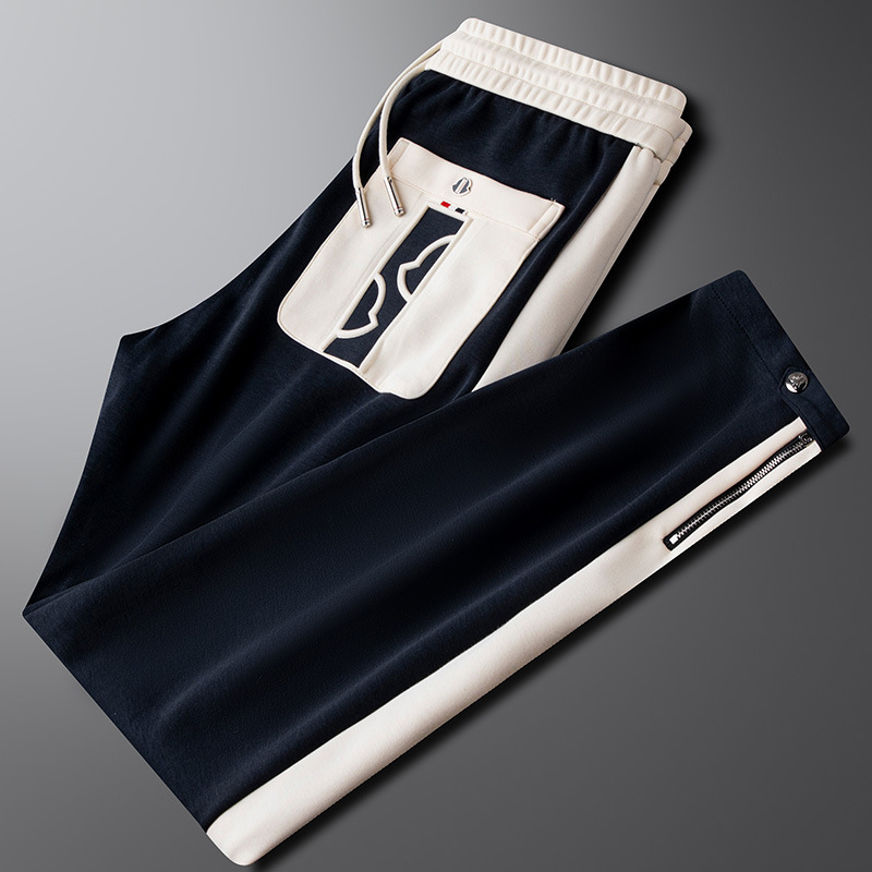 Light Luxury Trendy Color-Blocking Modal Casual Pants Men's Slim Fit 2025 New Autumn and Winter Fashion Versatile Sweatpants