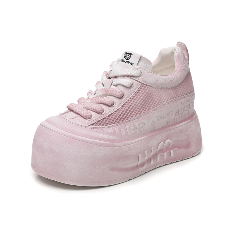 Giày sneaker nữ đế dày lưới thoáng khí phong cách bánh xốp trắng đa năng — Gỗ sồi Ash