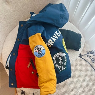 2025 New Kidsren's Embroidered Winter down Jacket Hooded Thickeneded Warm Jacket for Middle-Aged and Older Boys and Girls