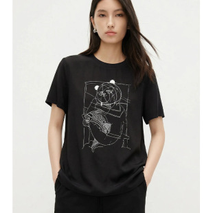 Silk trend Japanese short sleeve T-shirt, with short sleeve, 2026 years