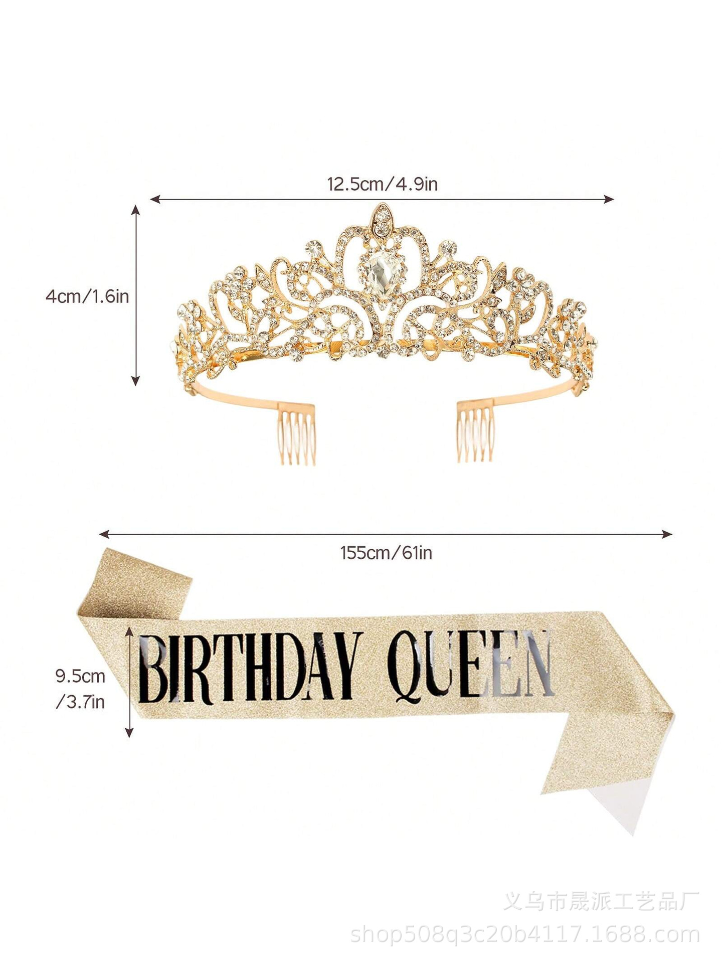 Nuevo cumpleaños reina corona ceremonial cinturón traje