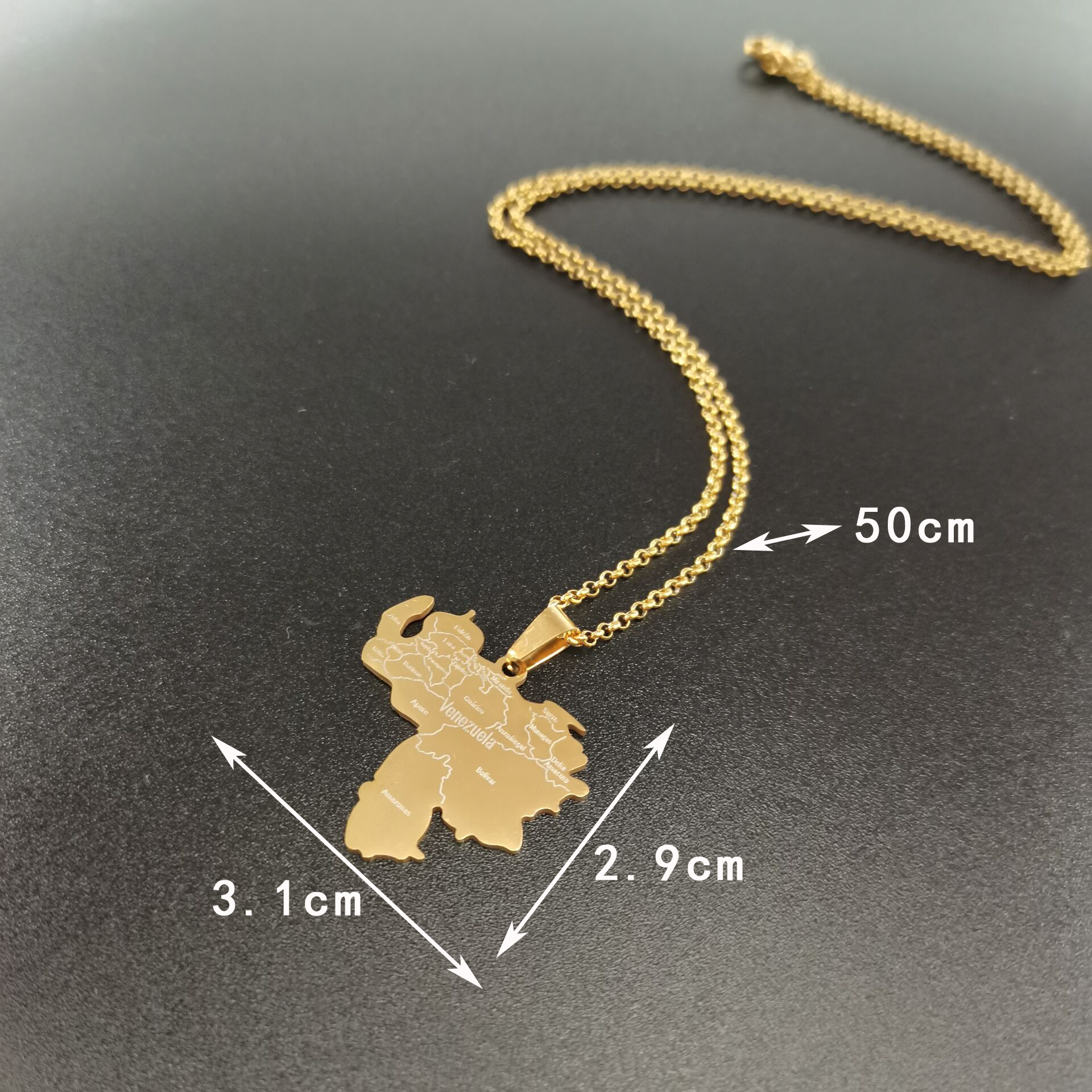 Venezuela Karte mit Stadtnamen Halskette für Unisex Schmuck Party Kleid Charme Patriotisches Symbol Halskette Geschenk_voghion.com