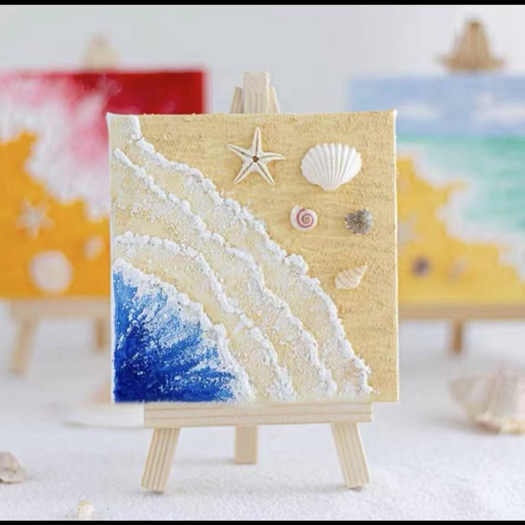 ビーチシェルテクスチャ絵画 diy 材料パッケージ手作り石英砂アクリルペイントチームビルディング活動装飾絵画立体|undefined