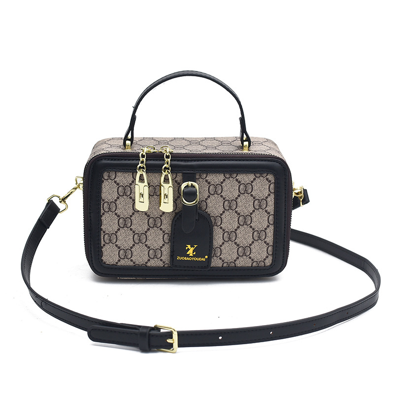 Box For Women 2025 New Printed Retro Handbag Versatile Shoulder Crossbody Small Square Bag Color Block_voghion.com