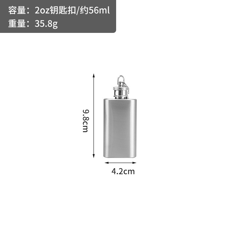 Venta directa de fábrica de cantimplora de vino plana de acero inoxidable de 1-18 oz, botella de vino de acero inoxidable con estuche de cuero, juego de vino portátil para exteriores.