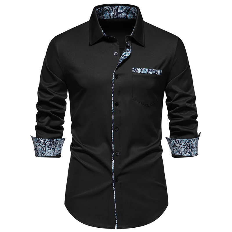 2024 Spring/Summer New European Size British Fashion Color Block Top Men's Long sleeved Shirt_voghion.com