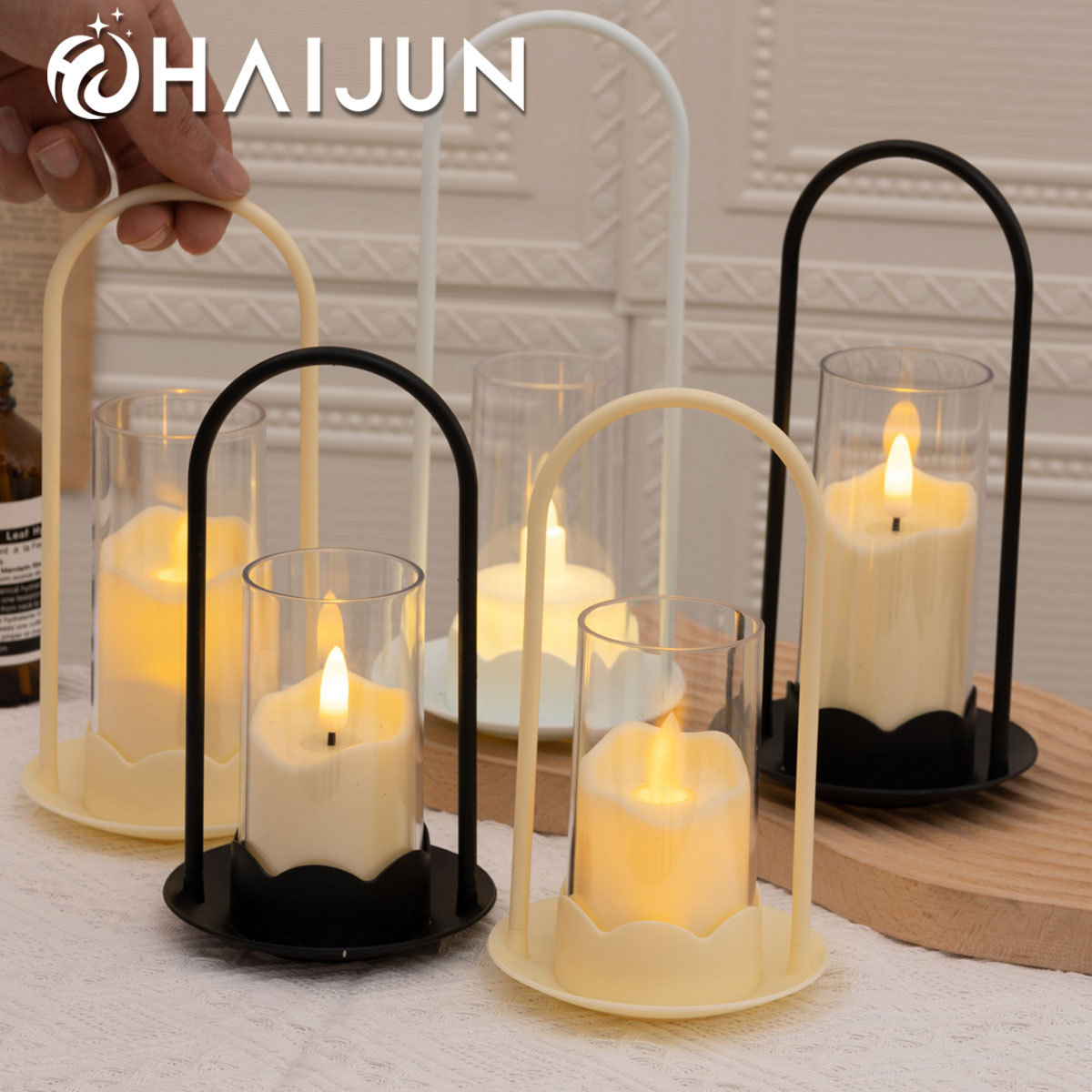 Cross-border new product flower basket candlestick integrated LED…