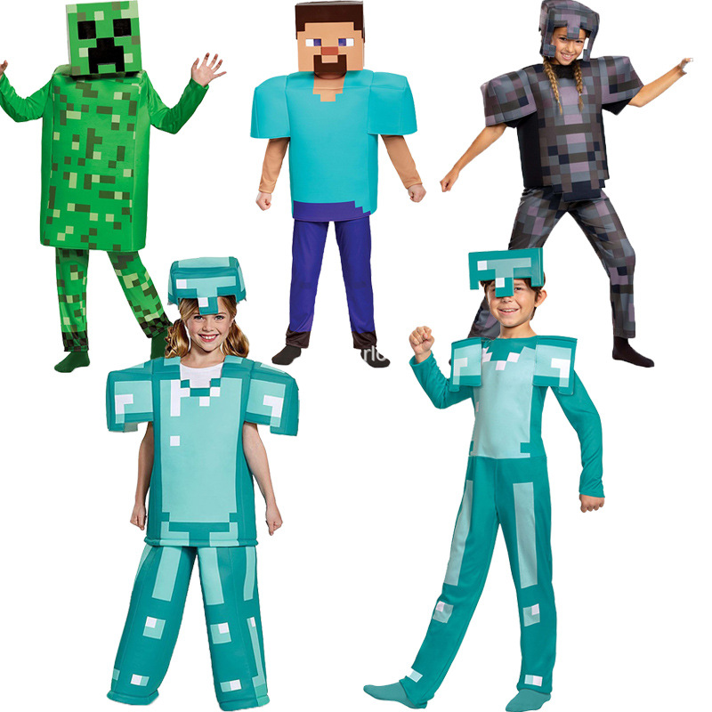 Halloween Kids My World Cos Steve Stage Game Green Stage Performance Suit minecraft