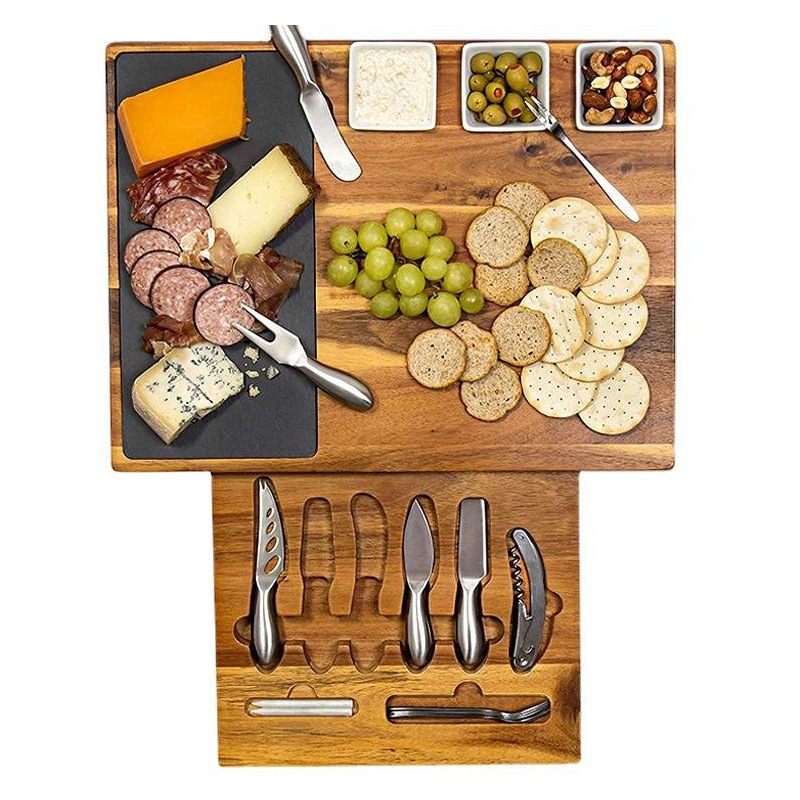 Plato de queso de madera personalizado Plato de queso rectangular Plato de queso Acacia Plato de corte Plato de fiesta