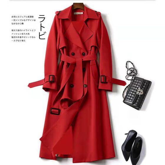Windbreaker Women's Mid-length 2024 Spring and Autumn New Korean Style Petite Popular British-style Over-the-knee Coat