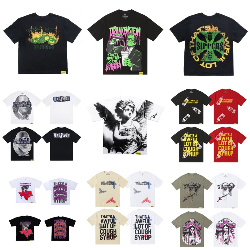 あれ。 SA AWFUL LOT OF COUGH SYRUP メンズ ヒップホップ ラップコラボ 半袖Tシャツ|undefined