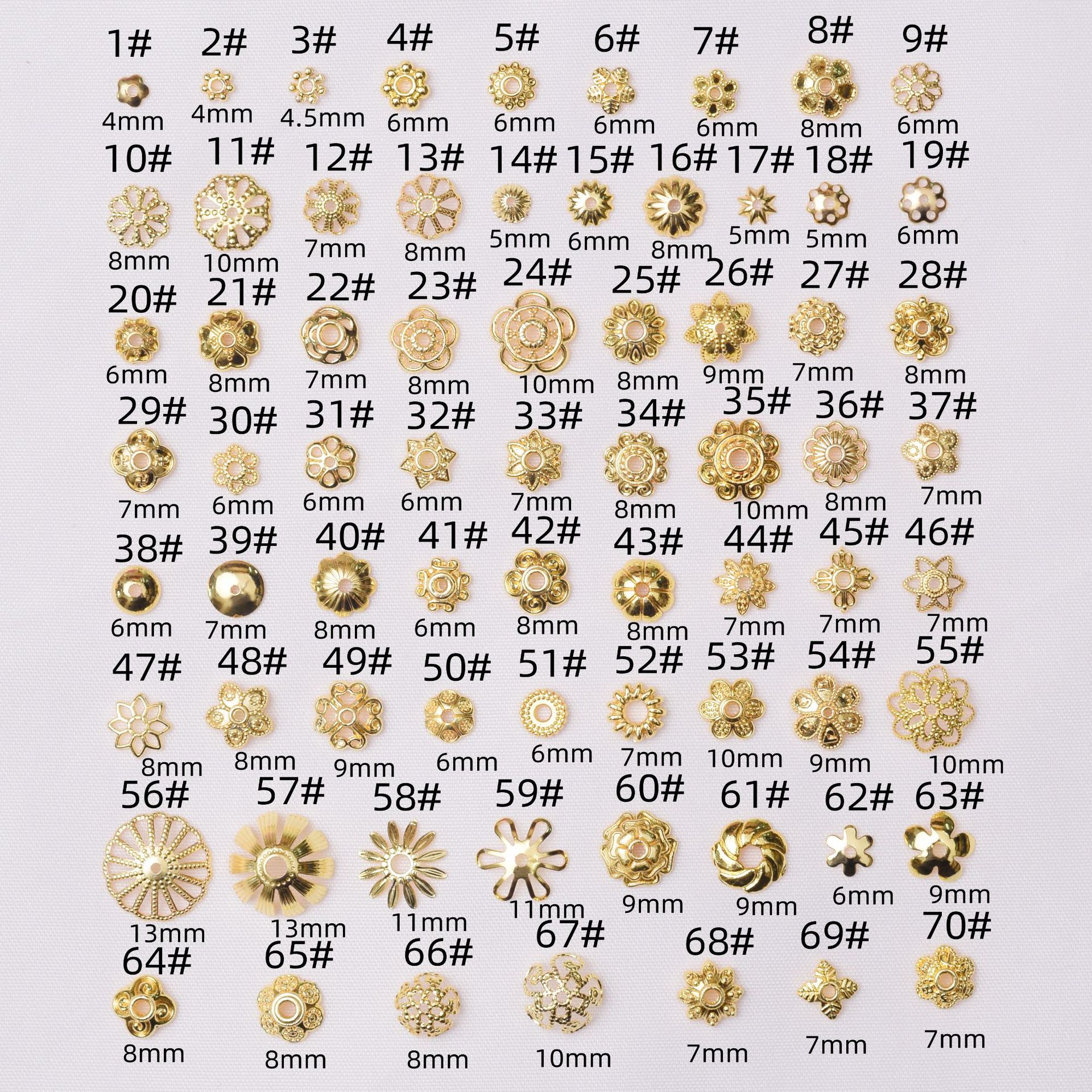 18K oro envuelto color preservando flor titular hueco flor sombrero perlas accesorios diy pulsera hecha a mano material de cuentas espaciador al por mayor