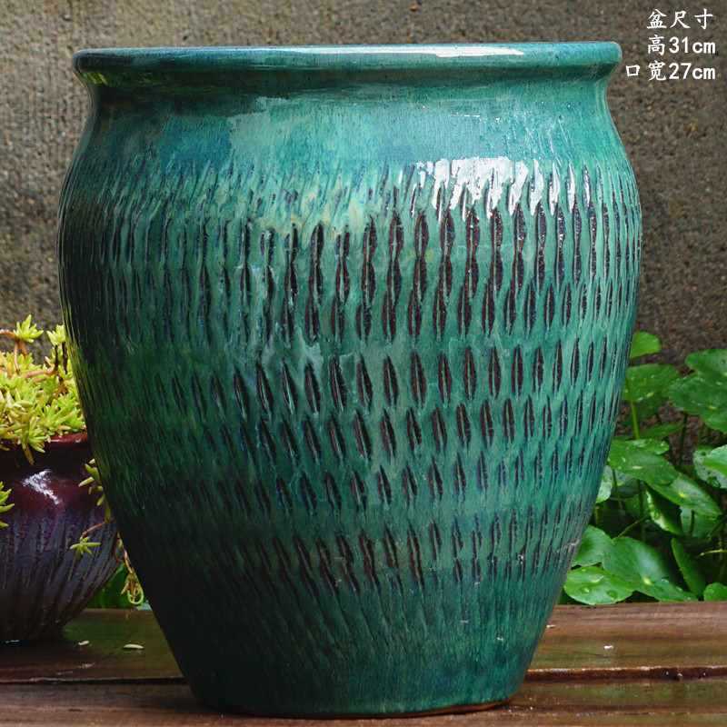 大口径グリーンダルシム多肉植物オオバコ紫大万百クリエイティブ陶器ポット粗い陶器砂土陶器ポット植木鉢大型レトロ|undefined