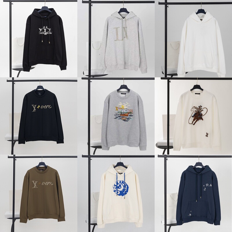 Cross-Border Export High Version Lujia 2025 Autumn and Winter New Letter Beaded Embroidered Hoodie Round Neck Sweatshirt Long Sleeves