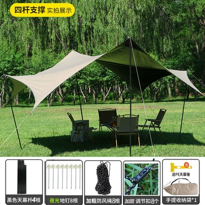 Avtomobil yan çətirləri — sunshade canopy, no assembly required - quicksand-gold-octagonal-black-vinyl-canopy-4-pole-setup-3-3m-2-6-people