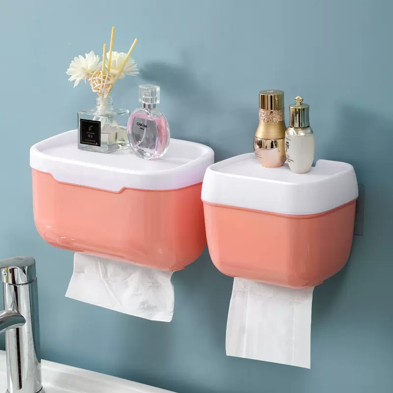 卫生间纸巾盒免打孔壁挂家用厕所洗手间厕纸卷纸架纯色防水卷纸筒