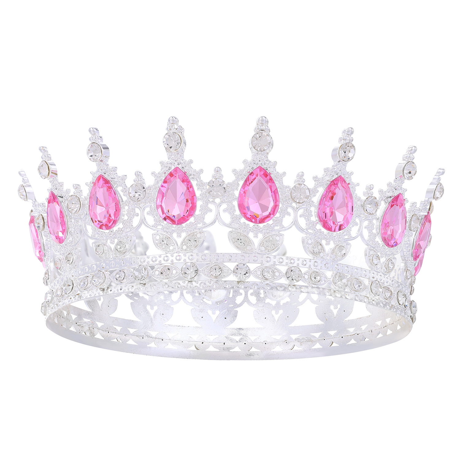 Barroco transfronterizo corona redonda cabeza de novia europea regalo de cumpleaños barroco corona redonda joyas para el pelo