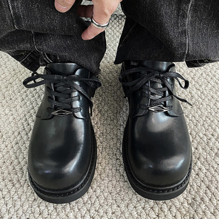 Autumn New Leather Derby Shoes Men's High-end Thick Sole Increased Big Toe Leather Shoes British Men's Casual Leather Shoes Trendy
