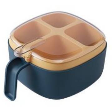 キッチン用品プレス式調味料箱衝突色四格調味料箱透明蓋スプーン付き塩味の素調味料|undefined