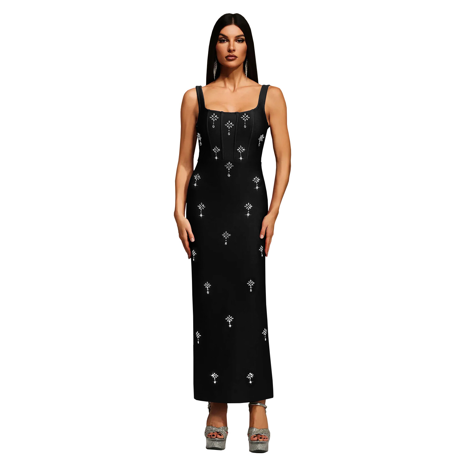 C7657 cross-border AliExpress Amazon Europa y América moda moda moda femenina temperamento elegante correa de hombro de perforación caliente vestido de espalda descubierta image 7