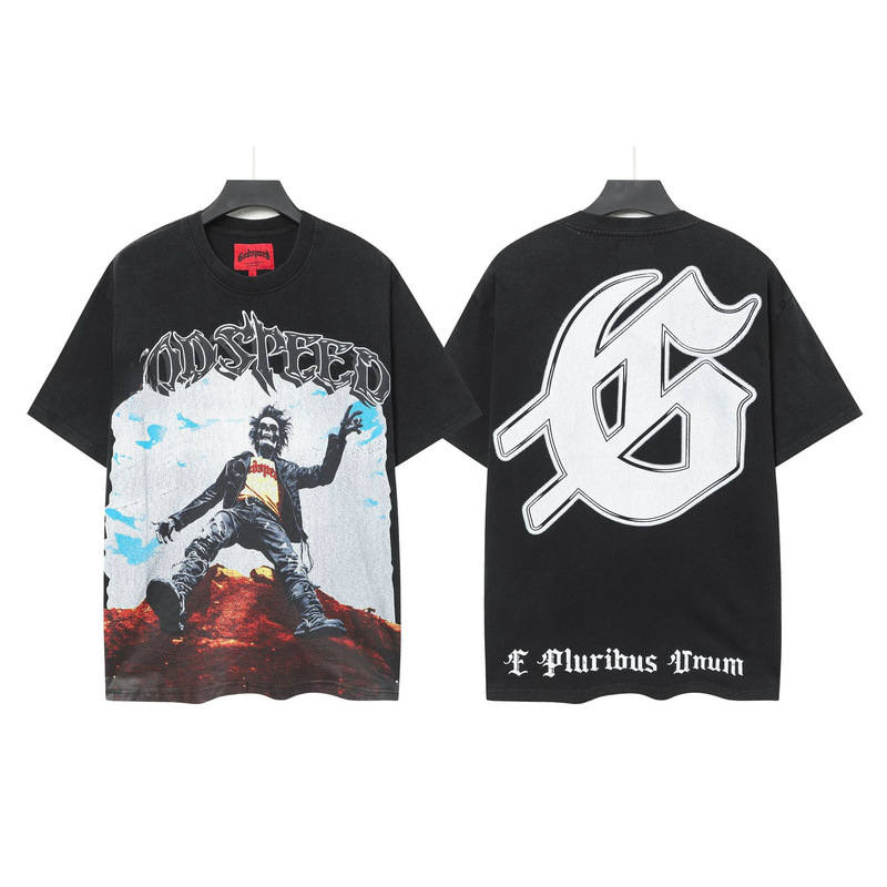 25ss アメリカのトレンディなブランド GOD ロックバンド ヒップホップ レタープリント 半袖 高品質 コットン Tシャツ カップル同スタイル|undefined