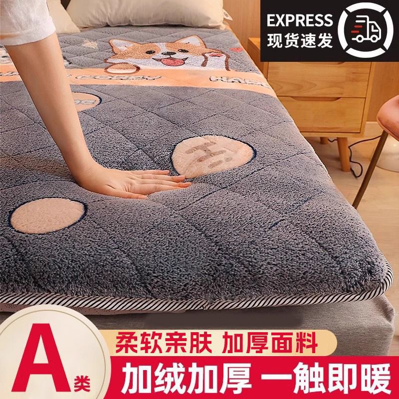 Autumn and Winter Milk Velvet Household Thickeneded Warm Mattress Cartoon Cashmere Soft Cushion Dormitory Single Soft Bed Mattress