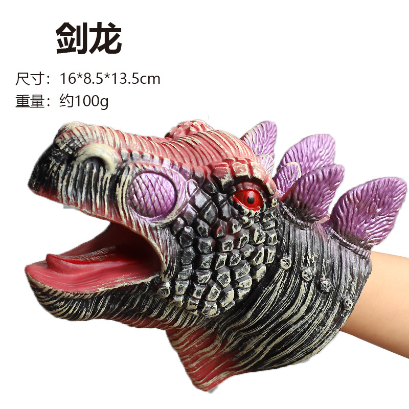 Dinosaurio garra de dinosaurio guantes de muñecas de goma blanda triceratosaurio tiranosaurio simulación animal modelo de juguete para niños