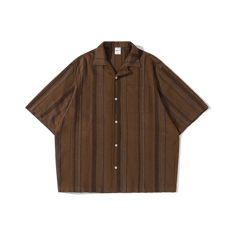 城市凡品 2025年夏季日系复古夏天古巴领衬衫男士休闲宽松沙滩衬