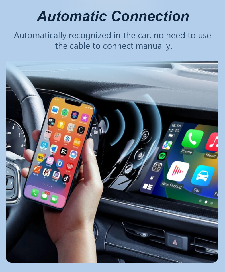 Airplane mirror CarPlay wired to wireless box Android Auto car machine interconnection box TYPE-C adapter