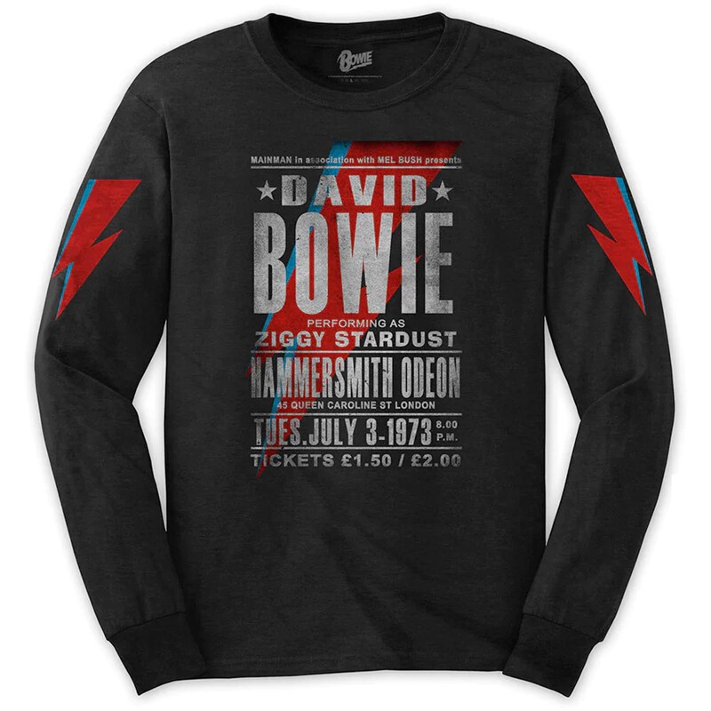 David Bowie David Bowie European and American style men's autumn and winter street fashion long sleeve all-match long sleeve T-shirt