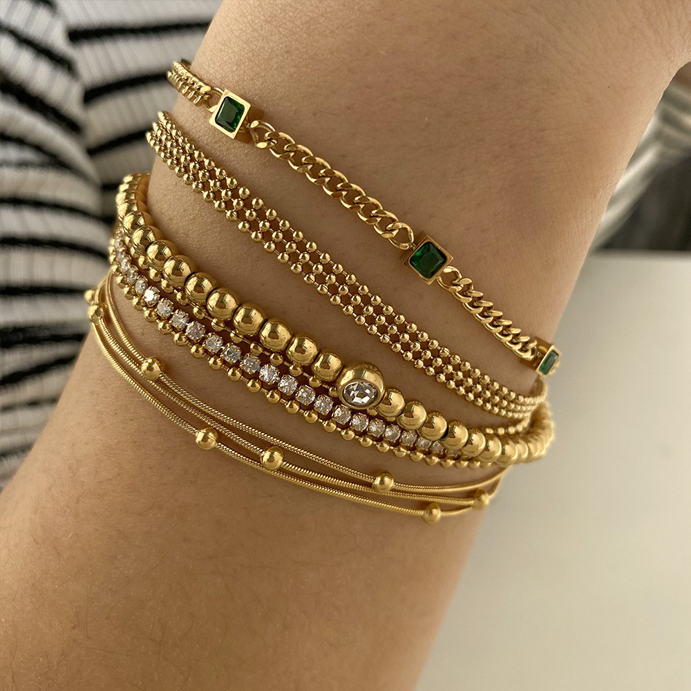 Lässig Einfacher Stil Geometrisch Edelstahl 304 16 Karat Vergoldet Weißgold Plattiert Vergoldet Armbänder In Masse display picture 4