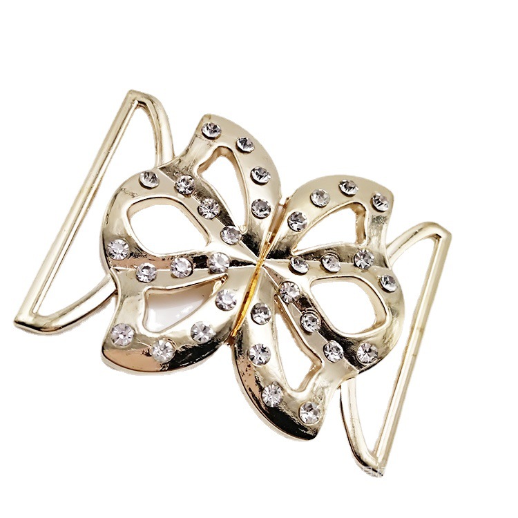 4cm锌合金挂镀贴钻蝴蝶对扣 毛呢羽绒服装饰对扣 舞服腰带扣