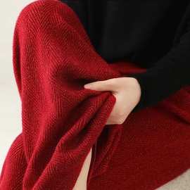 金银丝羊绒阔腿裤女外穿时尚感羊毛直筒裤高腰垂感宽松针织拖地裤