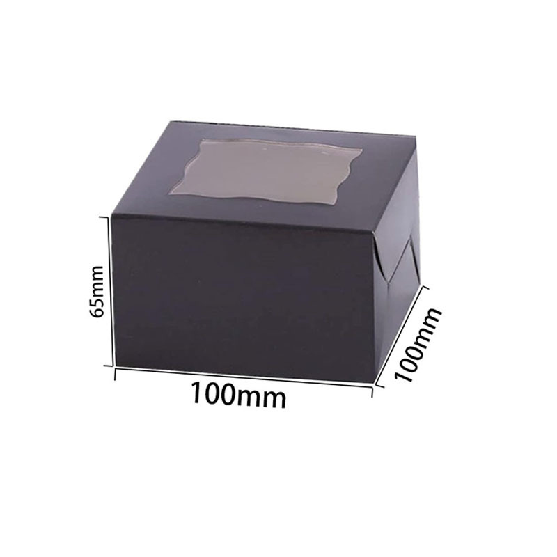 Caja de pastel cuadrado de papel Kraft transfronterizo caja de papel de ventana hueca caja de embalaje de Tarjeta blanca donut de caramelo macaron